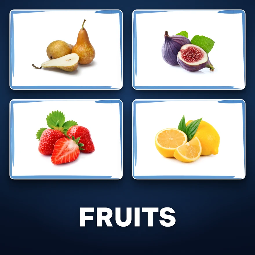 Okładka kart prezentacyjnych Fruit — owoce po angielsku
